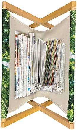 Foldout Бамбук Титуляр за списания и книги с принтом, Вид под нисък ъгъл на върховете на бамбукови дървета, Тема на Спа