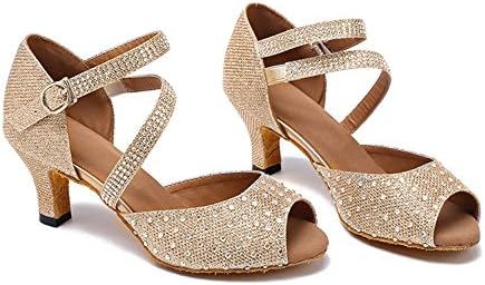 Honeystore / Женски Лъскави Обувки за латино Танци С кристали; Танцови Обувки Mary Jean; Вечерни обувки