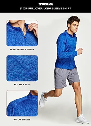 Мъжка риза с дълъг ръкав TSLA, Пуловер с цип 1/4 инча, Быстросохнущий Спортен Топ За бягане, Спортна Тениска