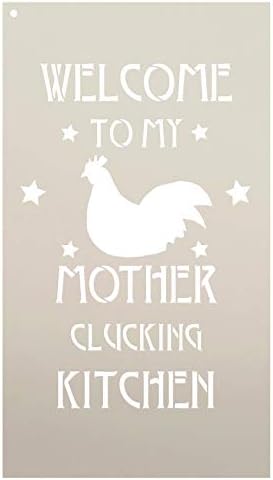 Добре дошли в кухнята майка Ми cackles - Шаблони с пиле от StudioR12 | за многократна употреба шаблон от mylar | се Използва за colorization дървени табели - Палети - Банери - кухня Деко
