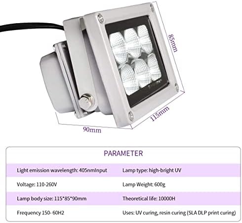 Лампа за втвърдяване на UV-смола 3D принтер за SLA/DLP/3D LCD-печат, Отверждает фоточувствительную смола, която е UV led лампа 405 nm мощност 60 W Влияят